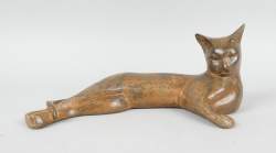 Sculpture : Bronze à patine brune - Chat - signé d'après CHENET Pierre