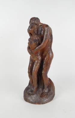 Sculpture terre cuite - Couple enlacé - signé AERTS Marie-José