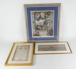 Estampe : (3pcs) 2 gravures de la prise de Mons par Louis XIV dont 1 daté 1709 gravé par CORVINUS Johann August
