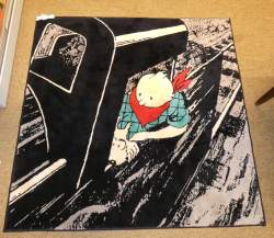 BD : Tapis Tintin (Tâches) - Tintin et Milou en Amérique - éditeur Axis circa 1995 en laine 150x150cm