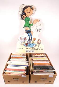 BD : Lot important de BD (+/ - 130pcs) (très bel état à dans l'état) +panneau publicitaire de Gaston