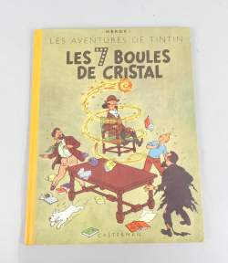 BD : Tintin HERGE éd Casterman - Les 7 boules de cristal - Reed 2e plat B2 1948 titre en noir avec Rascar Capac (Bel état gen+ , int frais , légère usure sur le contour int.