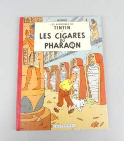 BD : Tintin HERGE éd Casterman - Les Cigares du Pharaon - EO coul Belge 2e plat B15 1955 (Bel état gen+ , int très frais , leg usure ext , écrit crayon 2e plat