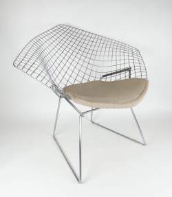 Meuble : fauteuil en acier Chromé (bel état , rare) mod - DIAMOND - designer BERTOIA Harry