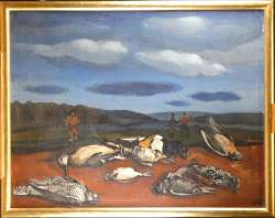 Tableau HST -Les Chasseurs- signé DEVOS Léon
