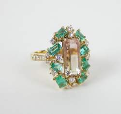 Bijou: Bague en or jaune 18K sertie d'une tourmaline -Melon d'eau- d'env. 3,97ct