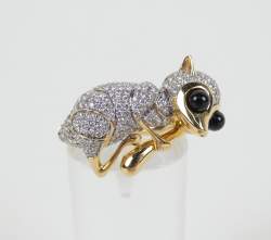 Bijou: Bague -Tarsier/Carlito- en or jaune 18K sertie de diamants pour env. 0,85