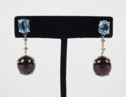 Bijou: Paire de boucles d'oreilles en or jaune et blanc 14K sertie de tourmaline