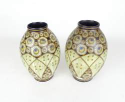 Céramique : Paire de vases en faïence Boch Frères Kéramis cachet CATTEAU Charles