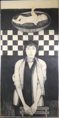 Tableau : Fusain sur toile - sans titre - attribué à VIENNE Charly