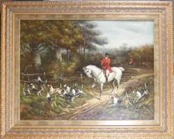 Tableau HST importante scène de chasse signé