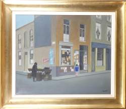 Tableau HST - Fillette aux journaux - signé POFFE Andre