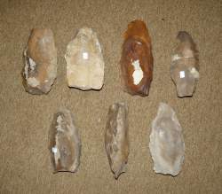 Objet : 7 Silex taillés : nucleus / livres de beurre Néolithique provenance ABILLY Indre - Loire France