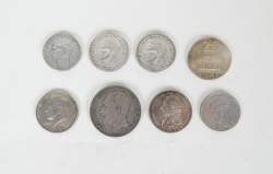 Collection : Pièces de monnaie : lot de 8 pièces en argent