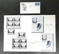 Collection : Série spéciale timbres Apollo XI Belgique autographe de l'équipage : N.AMSTRONG , M.COLLINS , B.ALDRIN +enveloppe : le 1er homme en orbite cachet 20/02/1962