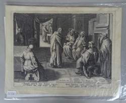 Estampe: gravure -Scène biblique- ds la plaque VAN MALLERY Karel