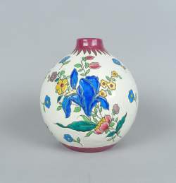 Céramique Vase Boch Kéramis D.2701 émaux cloisonnés fleurs Atelier de fantaisie circa 1940