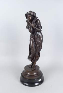 Sculpture : bronze - La frileuse - tirage posthume d'après et signé MOREAU Hippolyte François