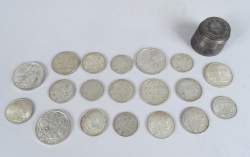 Collection : pièces de monnaie : petite collection de pièces belges dont en argent + 1 module pour frapper les pièces HONDURAS 2 REAL 1870