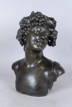 Sculpture Galvanoplastie de cuivre - Buste de femme - signé LAMBEAUX Jef