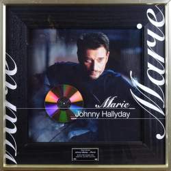 Musique : Johnny HALLYDAY - Marie - disque de diamant ds cadre moderne a/ certificat d'authenticité Universal Music Merchandising